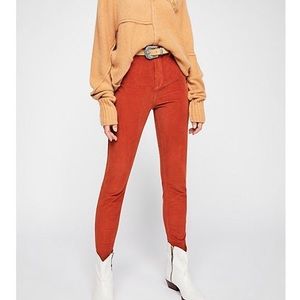 Free People skinny high waisted corduroy jeans.